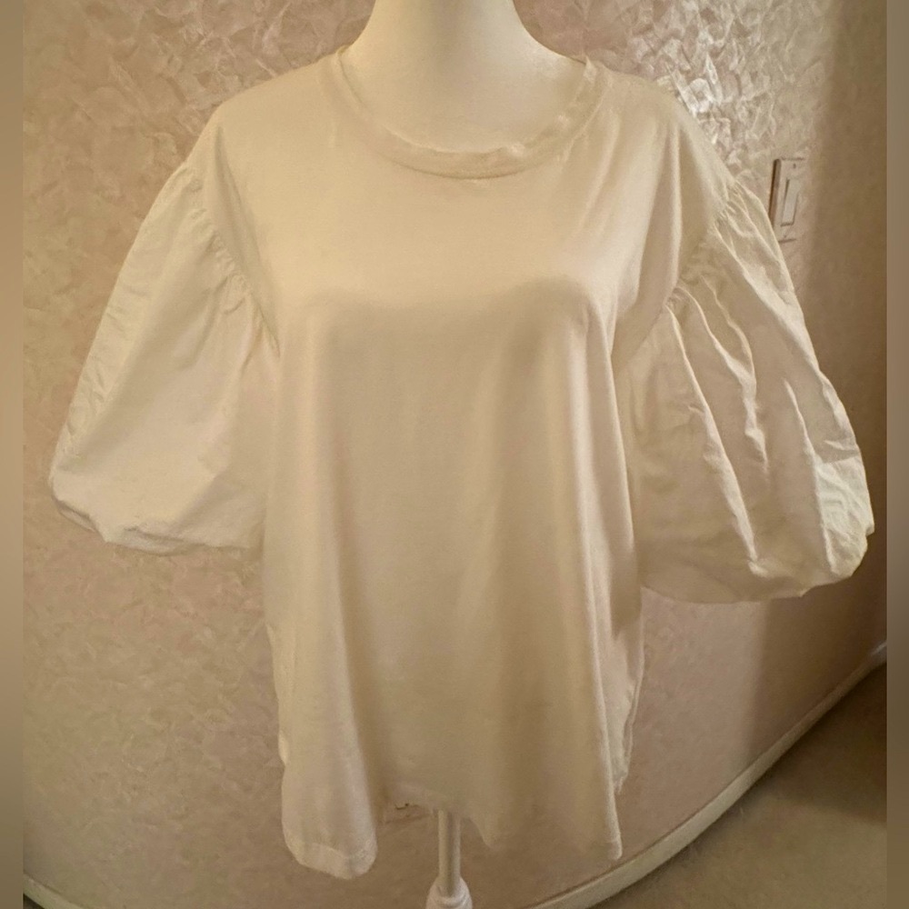 A.L.C. White Cassandra Oversized Puff Sleeve Tee